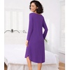 image:imageWiWi Bamboo Viscose Nightgowns for Women Soft Long Sleeve Sleep Shirt Nightshirts Cooling Pajamas Sleepwear S4XAlilac