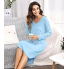 image:imageWiWi Bamboo Viscose Nightgowns for Women Soft Long Sleeve Sleep Shirt Nightshirts Cooling Pajamas Sleepwear S4XApale Blue