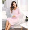 image:imageWiWi Bamboo Viscose Nightgowns for Women Soft Long Sleeve Sleep Shirt Nightshirts Cooling Pajamas Sleepwear S4XApink