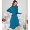 image:imageWiWi Bamboo Viscose Nightgowns for Women Soft Long Sleeve Sleep Shirt Nightshirts Cooling Pajamas Sleepwear S4XAteal Blue