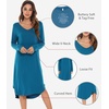 image:imageWiWi Bamboo Viscose Nightgowns for Women Soft Long Sleeve Sleep Shirt Nightshirts Cooling Pajamas Sleepwear S4XAteal Blue