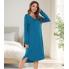 image:imageWiWi Bamboo Viscose Nightgowns for Women Soft Long Sleeve Sleep Shirt Nightshirts Cooling Pajamas Sleepwear S4XAteal Blue