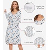 image:imageWiWi Bamboo Viscose Nightgowns for Women Soft Long Sleeve Sleep Shirt Nightshirts Cooling Pajamas Sleepwear S4XAwhiteGreen Dots