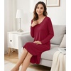image:imageWiWi Bamboo Viscose Nightgowns for Women Soft Long Sleeve Sleep Shirt Nightshirts Cooling Pajamas Sleepwear S4XAwine