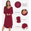 image:imageWiWi Bamboo Viscose Nightgowns for Women Soft Long Sleeve Sleep Shirt Nightshirts Cooling Pajamas Sleepwear S4XAwine