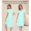 image:imageWiWi Bamboo Viscose Nightgowns for Women Soft Long Sleeve Sleep Shirt Nightshirts Cooling Pajamas Sleepwear S4XBaqua