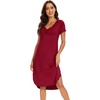image:imageWiWi Bamboo Viscose Nightgowns for Women Soft Long Sleeve Sleep Shirt Nightshirts Cooling Pajamas Sleepwear S4XBgarnet