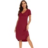 image:imageWiWi Bamboo Viscose Nightgowns for Women Soft Long Sleeve Sleep Shirt Nightshirts Cooling Pajamas Sleepwear S4XBwine