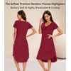 image:imageWiWi Bamboo Viscose Nightgowns for Women Soft Long Sleeve Sleep Shirt Nightshirts Cooling Pajamas Sleepwear S4XBwine