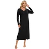 image:imageWiWi Bamboo Viscose Nightgowns for Women Soft Long Sleeve Sleep Shirt Nightshirts Cooling Pajamas Sleepwear S4XDblack