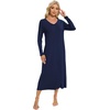 image:imageWiWi Bamboo Viscose Nightgowns for Women Soft Long Sleeve Sleep Shirt Nightshirts Cooling Pajamas Sleepwear S4XDnavy
