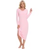 image:imageWiWi Bamboo Viscose Nightgowns for Women Soft Long Sleeve Sleep Shirt Nightshirts Cooling Pajamas Sleepwear S4XDpink