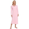image:imageWiWi Bamboo Viscose Nightgowns for Women Soft Long Sleeve Sleep Shirt Nightshirts Cooling Pajamas Sleepwear S4XDpink