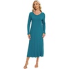 image:imageWiWi Bamboo Viscose Nightgowns for Women Soft Long Sleeve Sleep Shirt Nightshirts Cooling Pajamas Sleepwear S4XDteal Blue