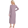 image:imageWiWi Bamboo Viscose Nightgowns for Women Soft Long Sleeve Sleep Shirt Nightshirts Cooling Pajamas Sleepwear S4XDviolet