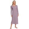 image:imageWiWi Bamboo Viscose Nightgowns for Women Soft Long Sleeve Sleep Shirt Nightshirts Cooling Pajamas Sleepwear S4XDviolet
