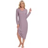 image:imageWiWi Bamboo Viscose Nightgowns for Women Soft Long Sleeve Sleep Shirt Nightshirts Cooling Pajamas Sleepwear S4XDviolet