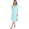 image:imageWiWi Bamboo Viscose Nightgowns for Women Soft Long Sleeve Sleep Shirt Nightshirts Cooling Pajamas Sleepwear S4XEaqua