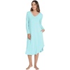 image:imageWiWi Bamboo Viscose Nightgowns for Women Soft Long Sleeve Sleep Shirt Nightshirts Cooling Pajamas Sleepwear S4XEaqua