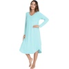 image:imageWiWi Bamboo Viscose Nightgowns for Women Soft Long Sleeve Sleep Shirt Nightshirts Cooling Pajamas Sleepwear S4XEaqua