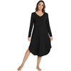 image:imageWiWi Bamboo Viscose Nightgowns for Women Soft Long Sleeve Sleep Shirt Nightshirts Cooling Pajamas Sleepwear S4XEblack