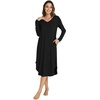 image:imageWiWi Bamboo Viscose Nightgowns for Women Soft Long Sleeve Sleep Shirt Nightshirts Cooling Pajamas Sleepwear S4XEblack