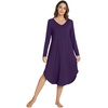 image:imageWiWi Bamboo Viscose Nightgowns for Women Soft Long Sleeve Sleep Shirt Nightshirts Cooling Pajamas Sleepwear S4XEdark Purple