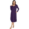 image:imageWiWi Bamboo Viscose Nightgowns for Women Soft Long Sleeve Sleep Shirt Nightshirts Cooling Pajamas Sleepwear S4XEdark Purple