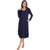 image:imageWiWi Bamboo Viscose Nightgowns for Women Soft Long Sleeve Sleep Shirt Nightshirts Cooling Pajamas Sleepwear S4XEnavy