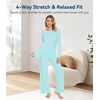image:imageWiWi Bamboo Viscose Pajama Set for Women Super Soft Long Sleeve Top with Pants Loungewear Cooling 2 Piece Pjs Sets SXXLAaqua