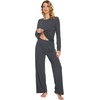 image:imageWiWi Bamboo Viscose Pajama Set for Women Super Soft Long Sleeve Top with Pants Loungewear Cooling 2 Piece Pjs Sets SXXLAcharcoal