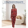 image:imageWiWi Bamboo Viscose Pajama Set for Women Super Soft Long Sleeve Top with Pants Loungewear Cooling 2 Piece Pjs Sets SXXLAchristmas Elk on Red