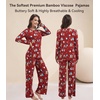 image:imageWiWi Bamboo Viscose Pajama Set for Women Super Soft Long Sleeve Top with Pants Loungewear Cooling 2 Piece Pjs Sets SXXLAchristmas Elk on Red