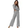 image:imageWiWi Bamboo Viscose Pajama Set for Women Super Soft Long Sleeve Top with Pants Loungewear Cooling 2 Piece Pjs Sets SXXLAheather Grey