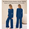 image:imageWiWi Bamboo Viscose Pajama Set for Women Super Soft Long Sleeve Top with Pants Loungewear Cooling 2 Piece Pjs Sets SXXLAink Blue