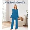 image:imageWiWi Bamboo Viscose Pajama Set for Women Super Soft Long Sleeve Top with Pants Loungewear Cooling 2 Piece Pjs Sets SXXLAteal Blue