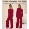 image:imageWiWi Bamboo Viscose Pajama Set for Women Super Soft Long Sleeve Top with Pants Loungewear Cooling 2 Piece Pjs Sets SXXLAwine Red