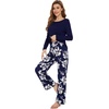 image:imageWiWi Bamboo Viscose Pajama Set for Women Super Soft Long Sleeve Top with Pants Loungewear Cooling 2 Piece Pjs Sets SXXLBnavy