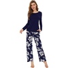 image:imageWiWi Bamboo Viscose Pajama Set for Women Super Soft Long Sleeve Top with Pants Loungewear Cooling 2 Piece Pjs Sets SXXLBnavy