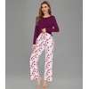 image:imageWiWi Bamboo Viscose Pajama Set for Women Super Soft Long Sleeve Top with Pants Loungewear Cooling 2 Piece Pjs Sets SXXLBpurplish Red