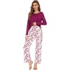 image:imageWiWi Bamboo Viscose Pajama Set for Women Super Soft Long Sleeve Top with Pants Loungewear Cooling 2 Piece Pjs Sets SXXLBpurplish Red