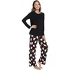 image:imageWiWi Bamboo Viscose Pajama Set for Women Super Soft Long Sleeve Top with Pants Loungewear Cooling 2 Piece Pjs Sets SXXLCblacksanta Claus on Black