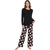 image:imageWiWi Bamboo Viscose Pajama Set for Women Super Soft Long Sleeve Top with Pants Loungewear Cooling 2 Piece Pjs Sets SXXLCblacksanta Claus on Black