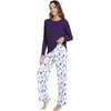 image:imageWiWi Bamboo Viscose Pajama Set for Women Super Soft Long Sleeve Top with Pants Loungewear Cooling 2 Piece Pjs Sets SXXLCdark Purpledark Purple Dots