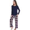 image:imageWiWi Bamboo Viscose Pajama Set for Women Super Soft Long Sleeve Top with Pants Loungewear Cooling 2 Piece Pjs Sets SXXLCnavynavyRed Stripe Plaid