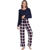image:imageWiWi Bamboo Viscose Pajama Set for Women Super Soft Long Sleeve Top with Pants Loungewear Cooling 2 Piece Pjs Sets SXXLCnavynavyRed Stripe Plaid