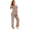 image:imageWiWi Bamboo Viscose Pajama Sets for Women Soft Sleepwear with Pants Set Stretchy 2 Pieces Pjs SXXLStyle Acamel