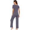 image:imageWiWi Bamboo Viscose Pajama Sets for Women Soft Sleepwear with Pants Set Stretchy 2 Pieces Pjs SXXLStyle Adark Grey