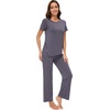 image:imageWiWi Bamboo Viscose Pajama Sets for Women Soft Sleepwear with Pants Set Stretchy 2 Pieces Pjs SXXLStyle Adark Grey