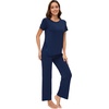 image:imageWiWi Bamboo Viscose Pajama Sets for Women Soft Sleepwear with Pants Set Stretchy 2 Pieces Pjs SXXLStyle Anavy